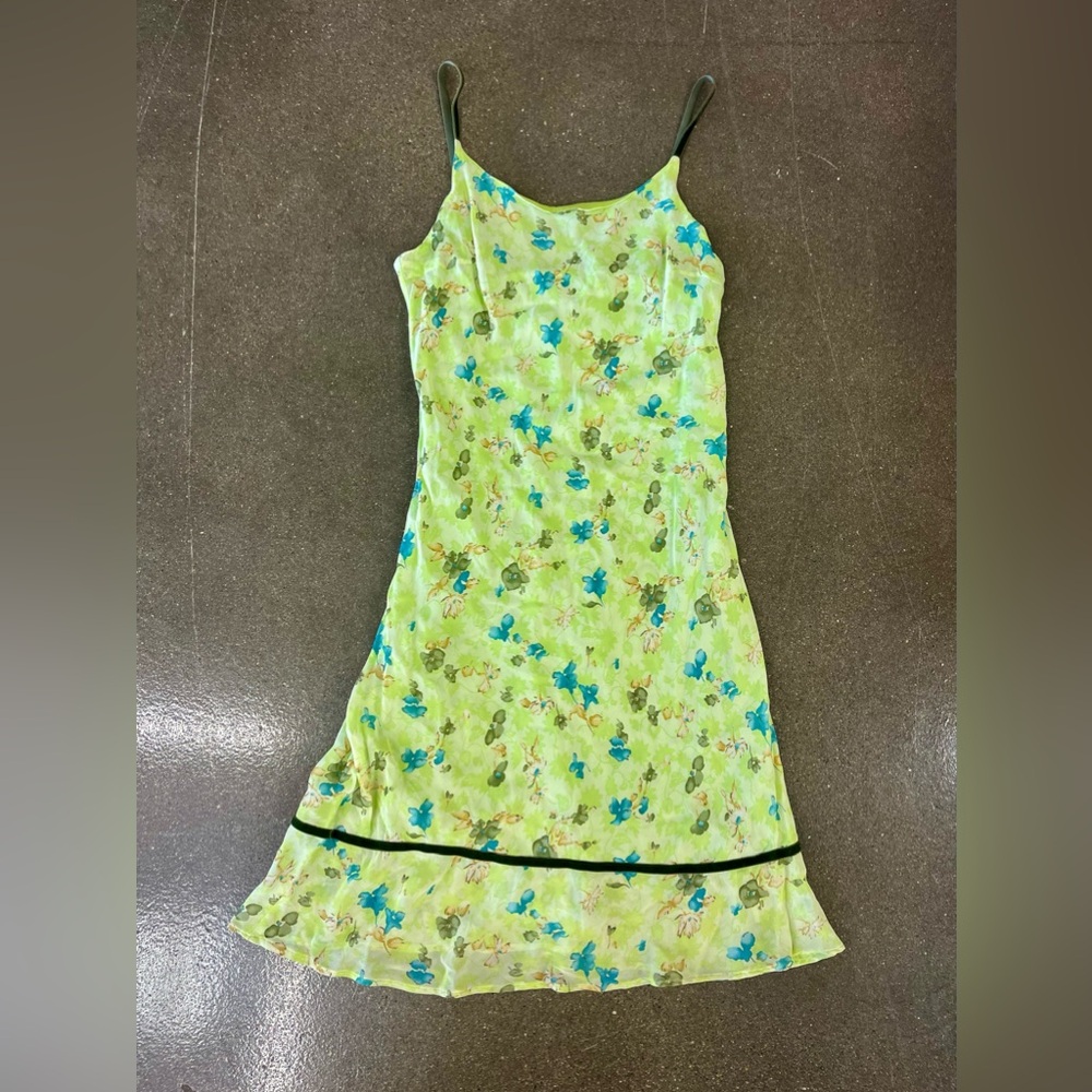 Vintage‎ Y2K 90s Sportstaff Floral Green Dainty Soft Girl Dress Fairy Feminine